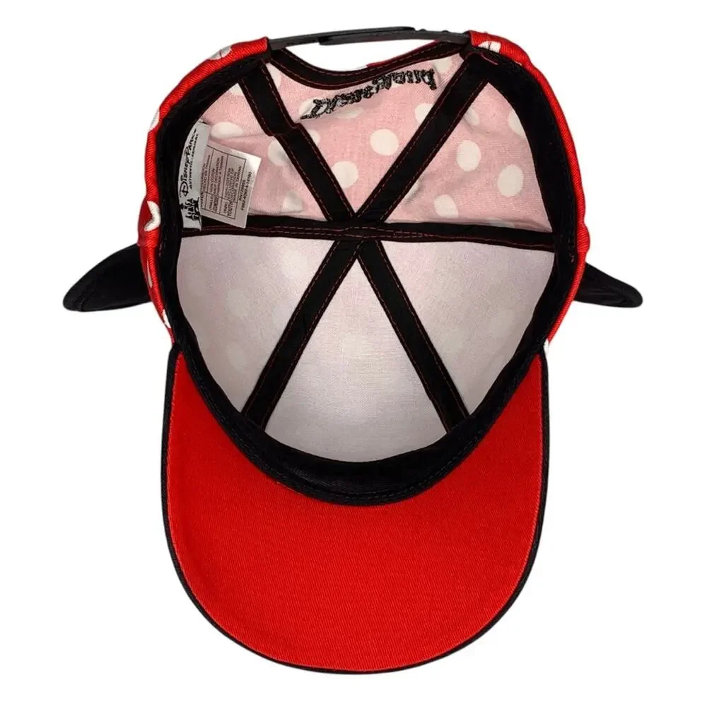 Disney Parks Youth Minnie Mouse Ears With Bow Hat Black Red White Polka Dot